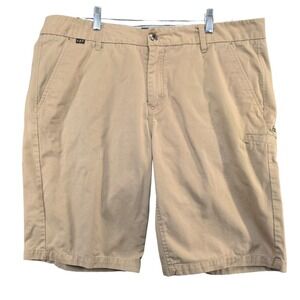 Fox Brand Men's Chino Shorts Tan Size 38 Cotton Blend Slash Pockets